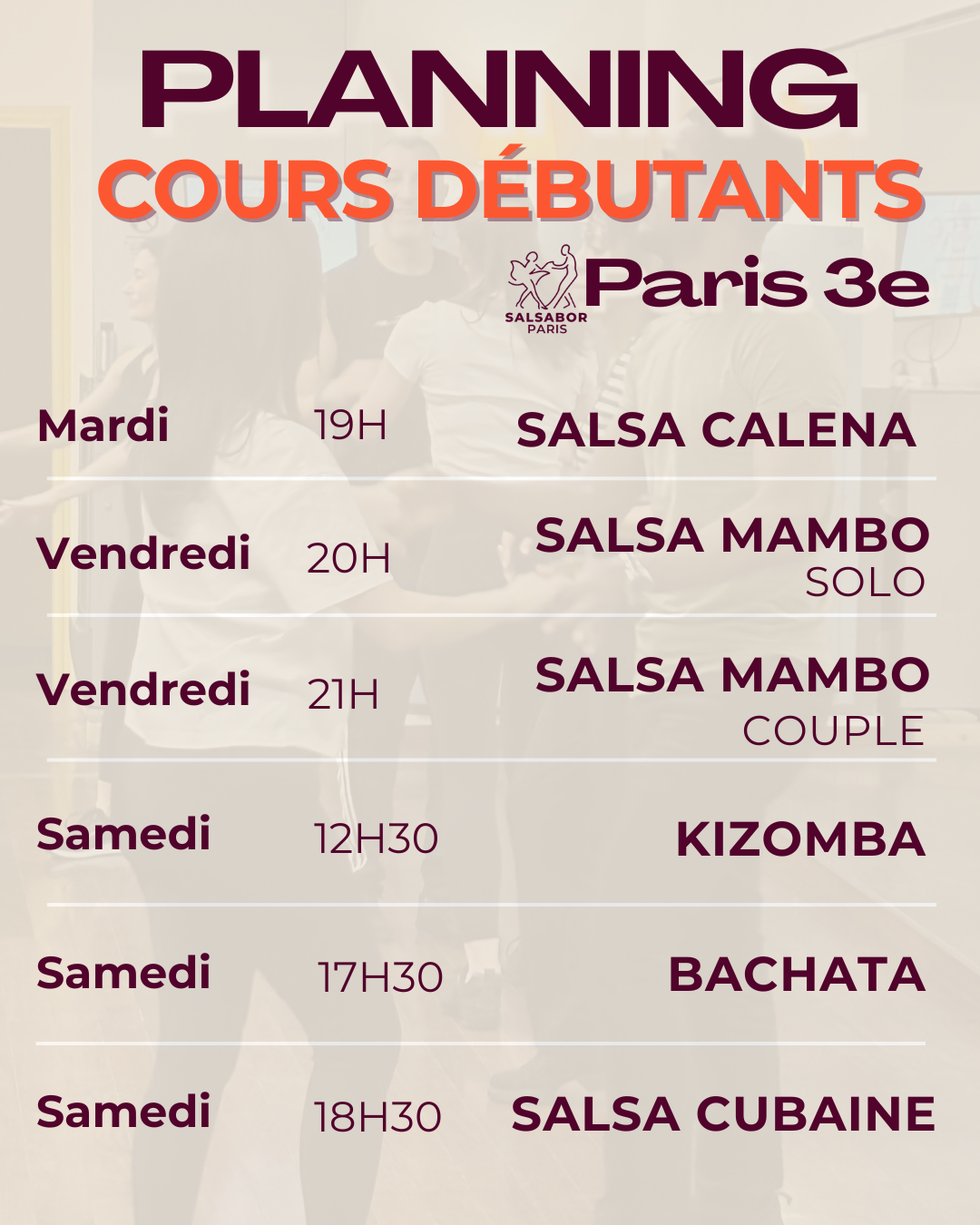 NOUVEAUX COURS DEBUTANT