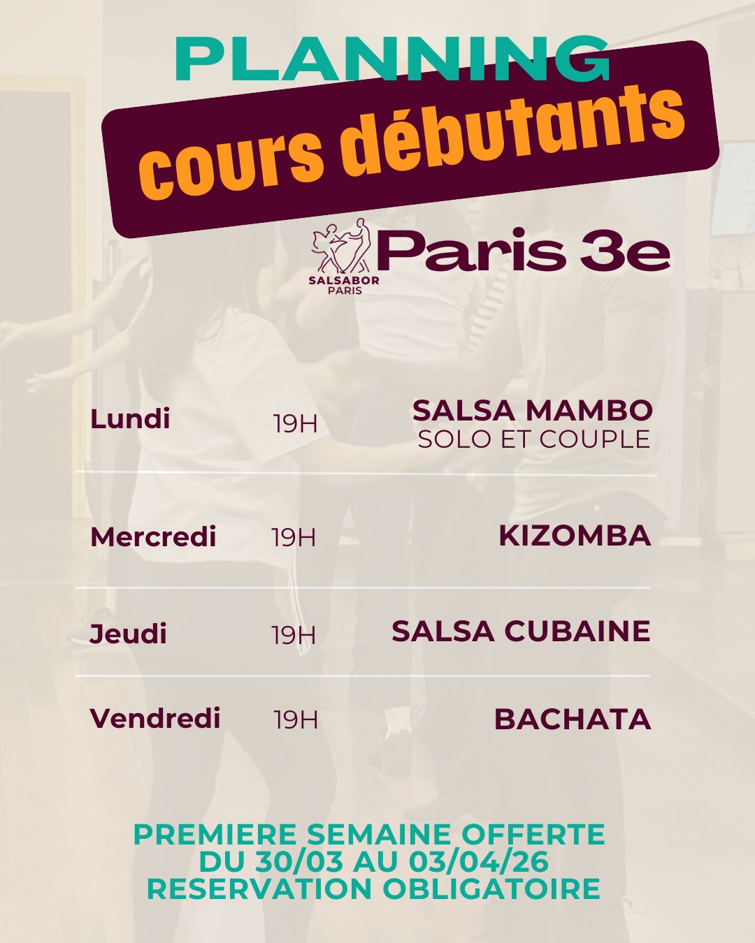 SEMAINE COURS OFFERTS